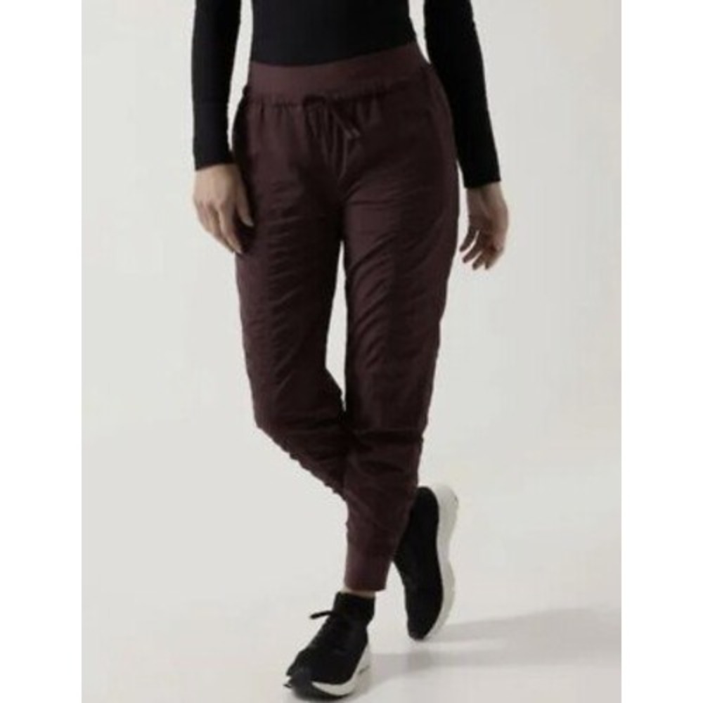 Athleta Attitude Lined Pant Burgundy Plum Ruched Joggers 12